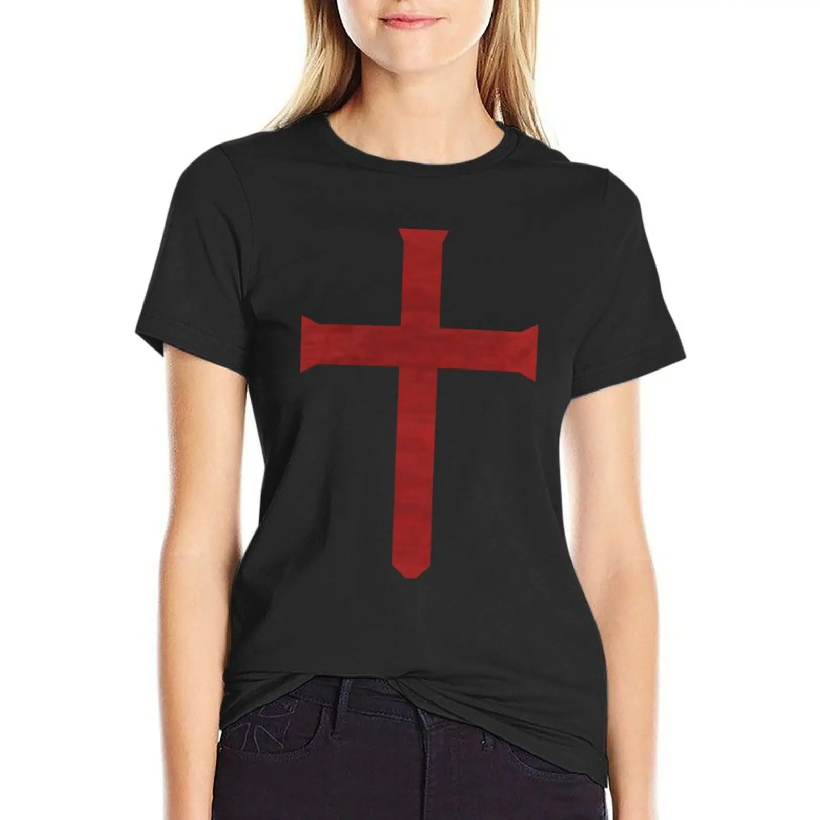 Templar Cross T-Shirt korean fashion hippie clothes Woman clothing