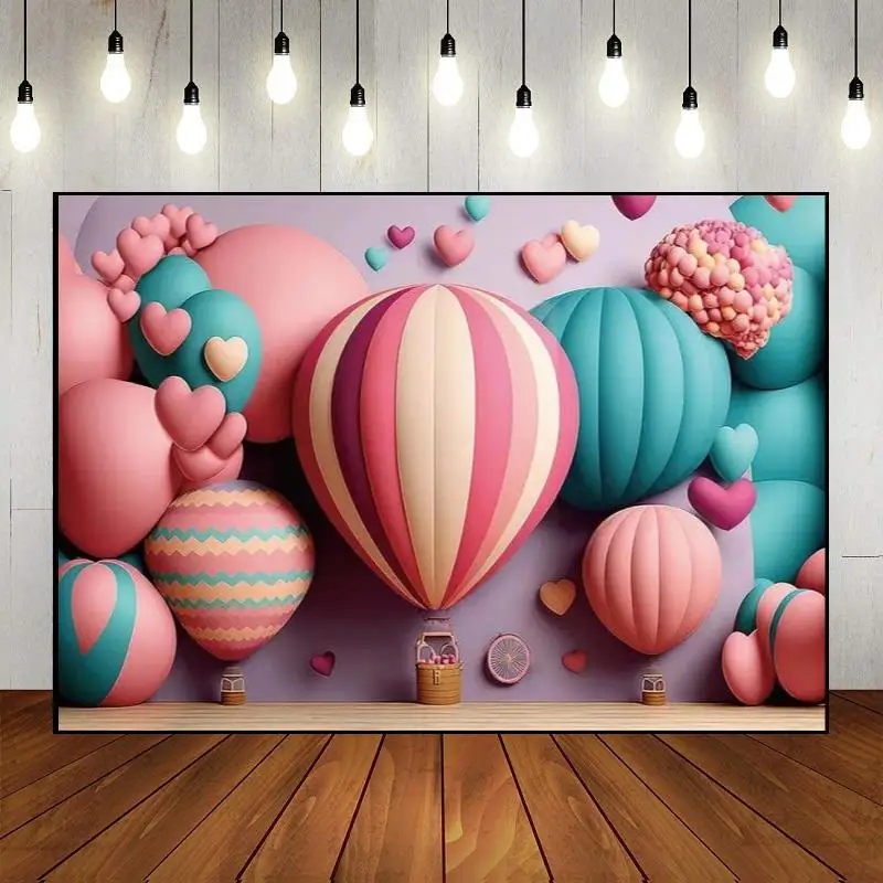 Baby Shower Boy Girl Balloon Photo Banner Photography Background Party Backdrop Wall Custom Decoration Ice Cream Birthday Studio