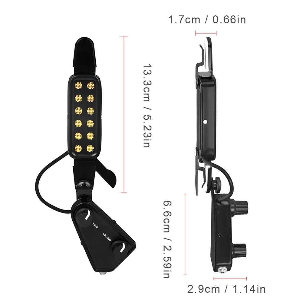 لاقط غيتار صوتي مع كابل ، 12 فتحة ، محول ، نغمة قابلة للتعديل ، حجم للغيتار الكهربائي