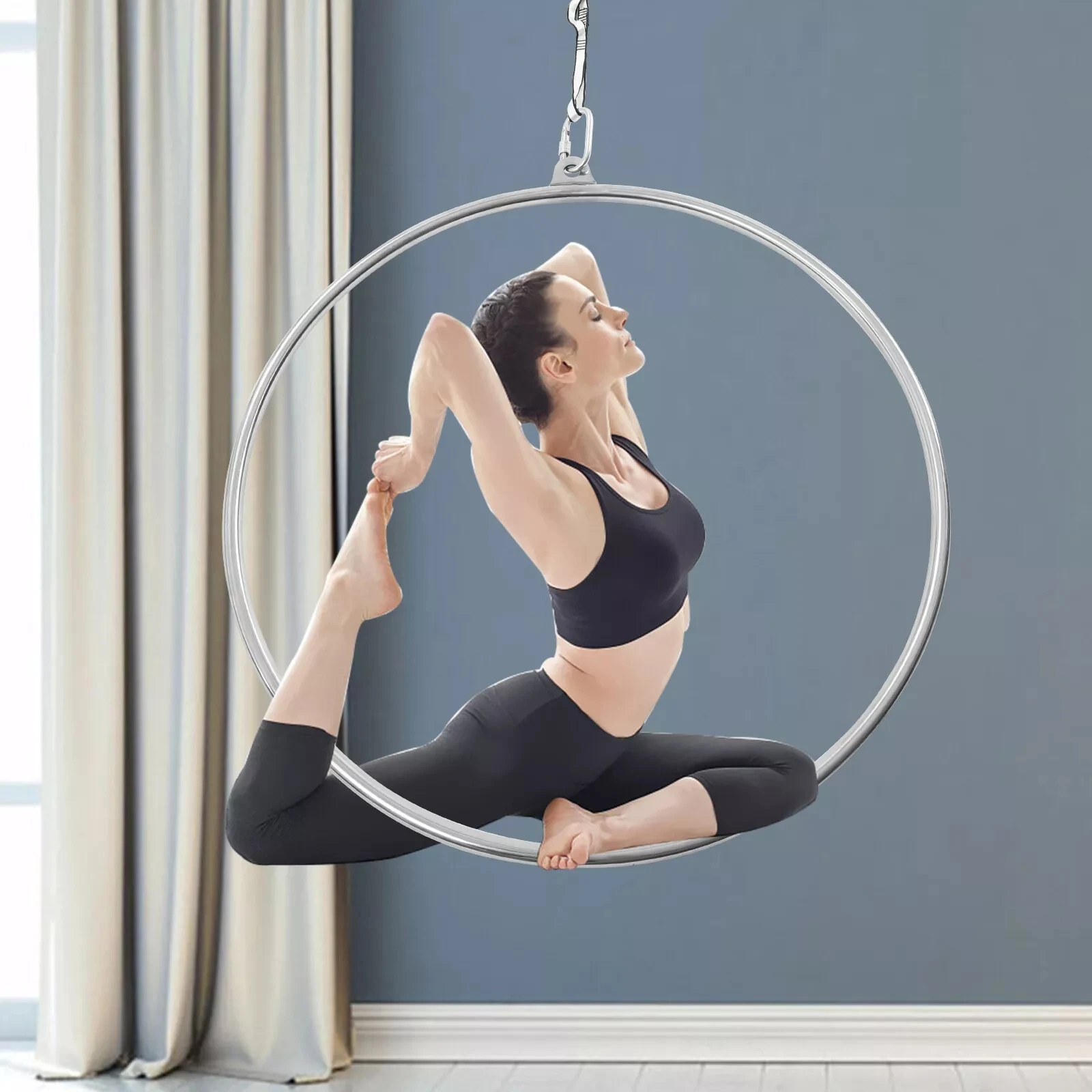 

90cm Stainless Steel Aerial Yoga Hoop, Home Fitness Magic for Yoga Studio/Home Fitness