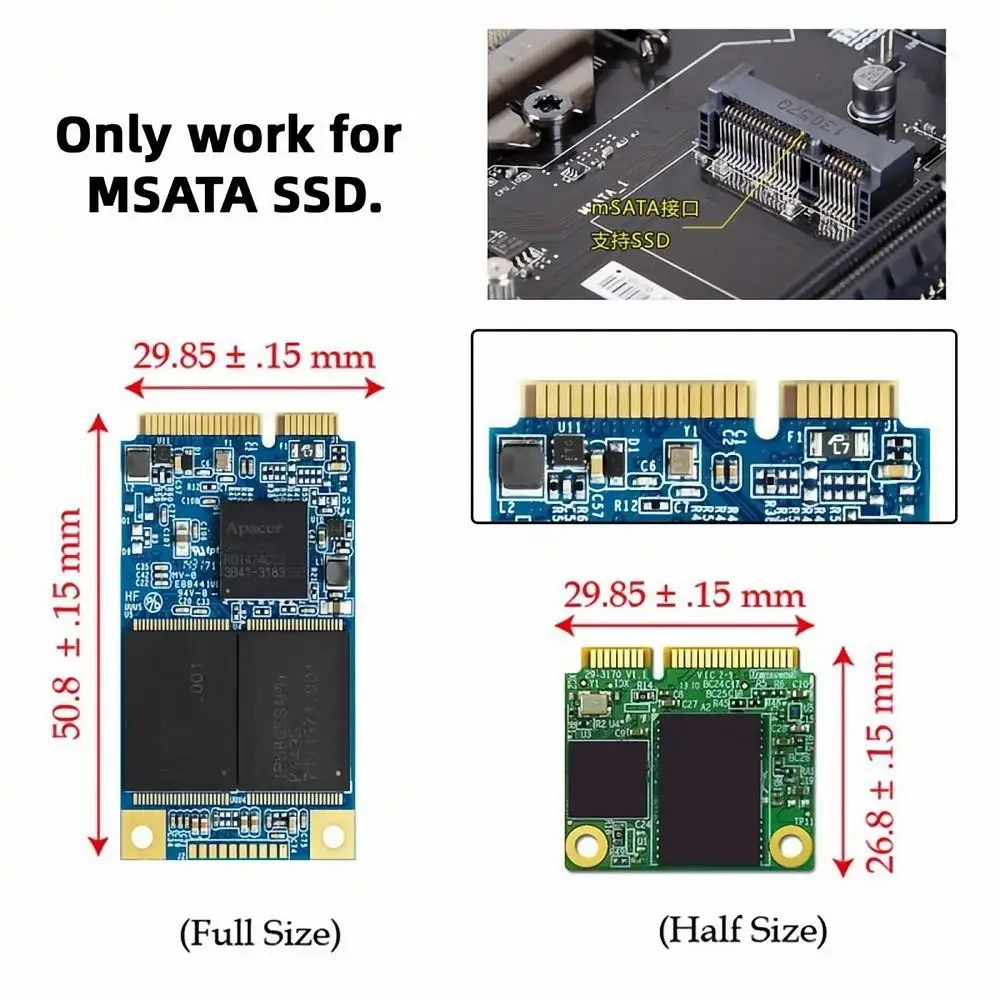 Zihan 50 мм Mini PCI-E mSATA SSD к плоскому SATA 7-контактному жесткому диску, PCBA Удлинительный адаптер