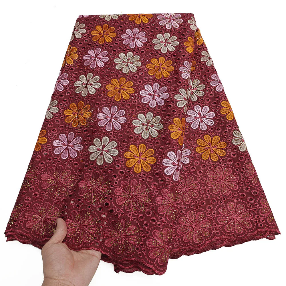 

Latest Flowers Cotton Swiss Voile Lace Fabrics High Quality Mesh Lace Nigerian Cotton Lace For Women Party Dress Sewing Material