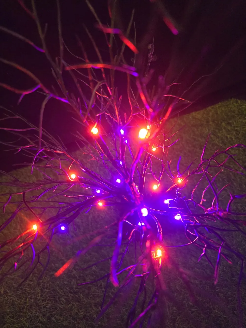 1PC24LED ضوء شجرة فرع المرجان للهالوين، ألوان فاتحة برتقالية وأرجوانية، مدعوم بالبطارية وUSB، تستخدم لتزيين العطلة #3