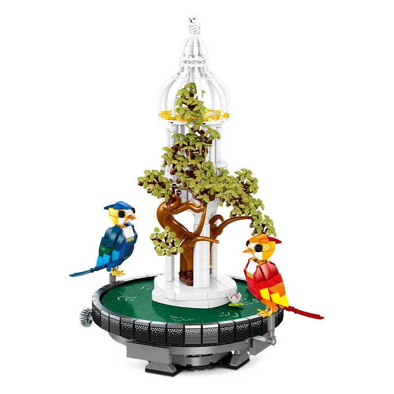 

Idea Birds Block Construction Sets Model DIY Rotating Feather Water Mirror Building Bricks Educational Toys for Girls Gifts