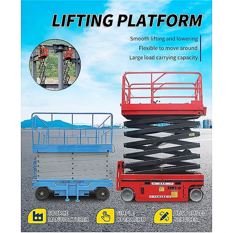 Wide Deck Scissor Lift Platform Self Propelled Mobile 380kg for Multiple Worker Operation Customized High Quality