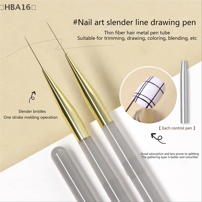 Pinceles para delineador de uñas, pincel para uñas de Gel, esmalte de uñas extremadamente fino, pincel para pintar, dibujo, diseño artístico de uñas