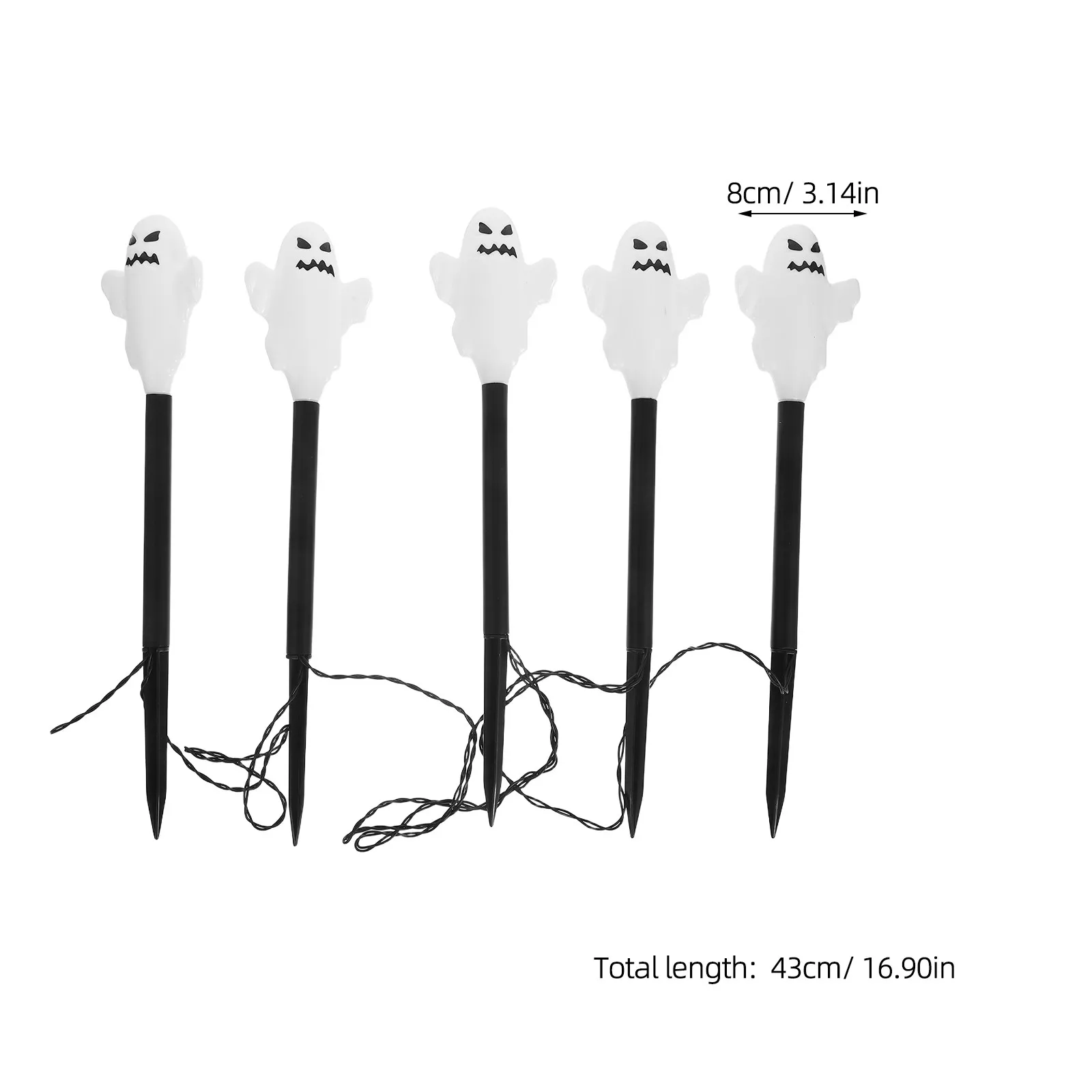 1Set Halloween Ghost Pathway Light LED 5-Ghost Waterproof Outdoor Stake Lamps for Yard Garden Lawn Halloween Decorative Lights