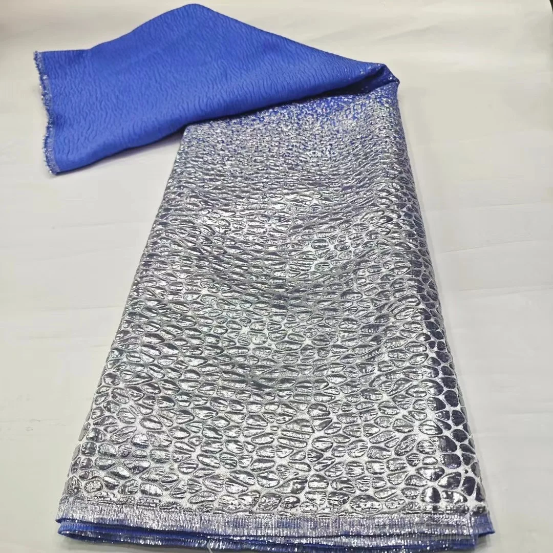 (5yards/pc) High quality blue silver African party jacquard lace newest brocade lace fabric for charming dress 7 colors XSJ032