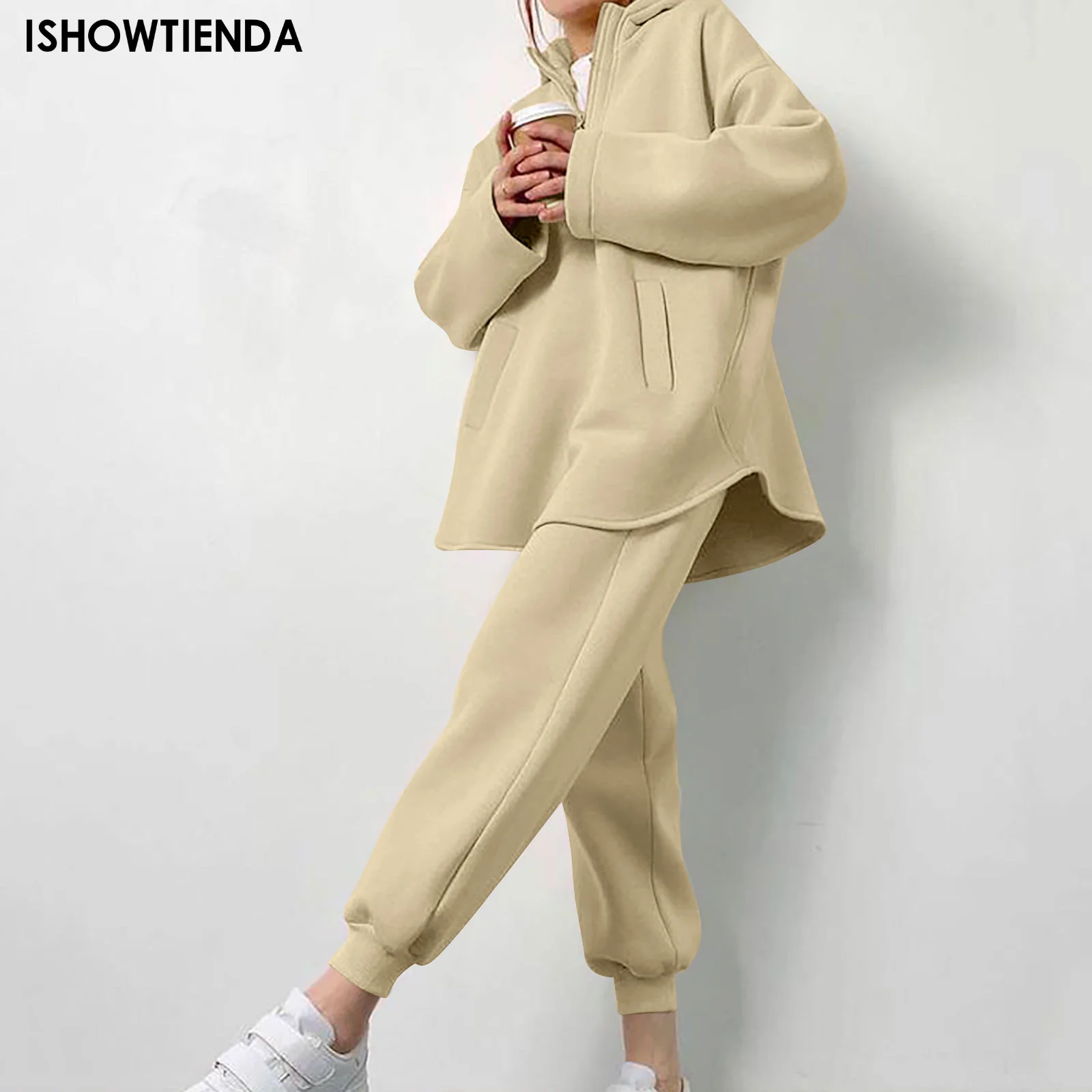 Women 2 Piece Outfits Sweatsuit Set Half Zip Long Sleeve Oversized Sweatshirt And Pencil Pants Wide Leg Sweatpant Set Tracksuit