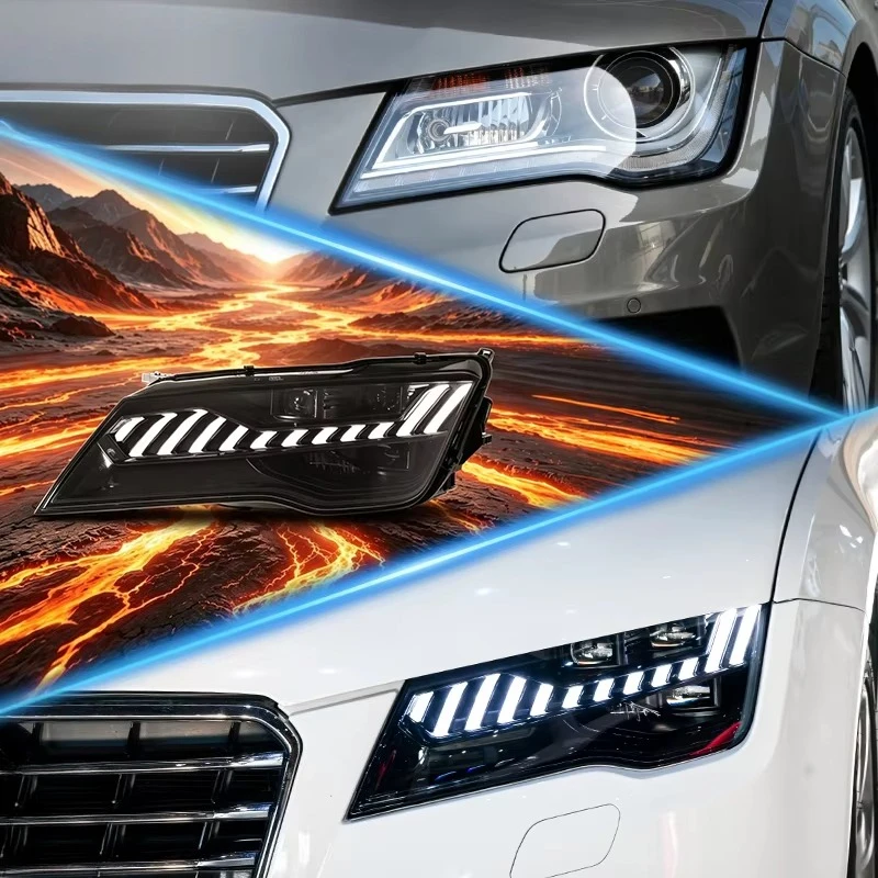 LS New 12V 6000K ABS LED Headlights for Audi A7 11-14 Turn Signal Daytime Running Lights Plug and Play