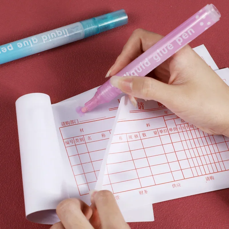 Liquid Glue Pen Dot Liner Contact Adhesive Pastel Dispensing Quick-drying Glue Portable for Memo Diary Album Journal Stationery