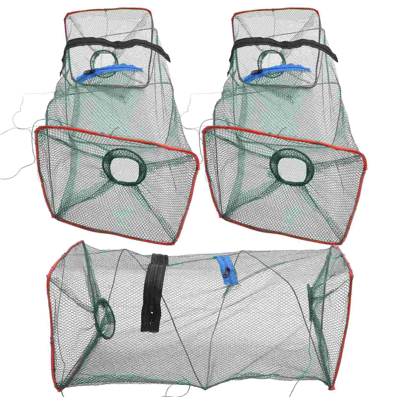 3 Pcs Fishing Shrimp Trap Crab Cast Net Collapsible Flash High-class for Blue Crabs Nylon Minnow