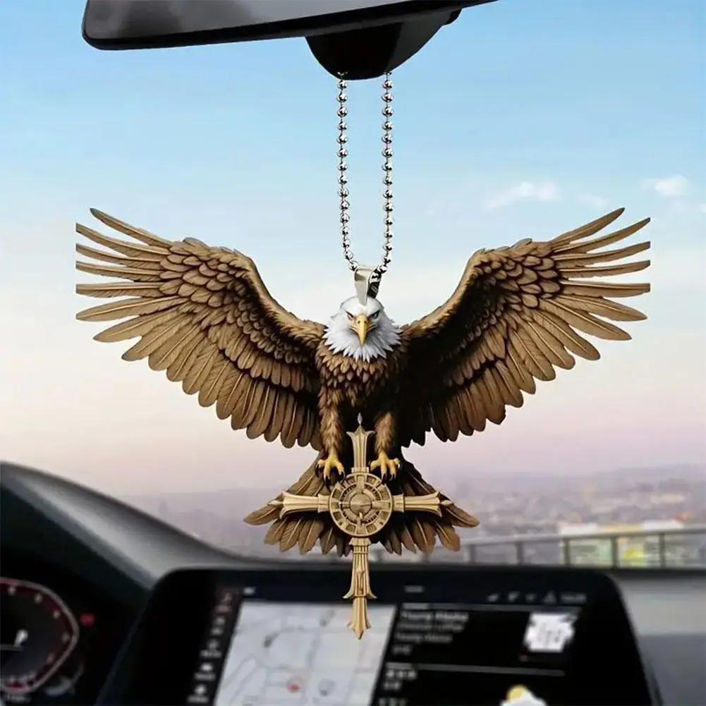 Eagle Cross Car Rearview Mirror Ornament Hanging Ornaments Interior Car Adorns Accessories Christmas Decoration Gift Toy