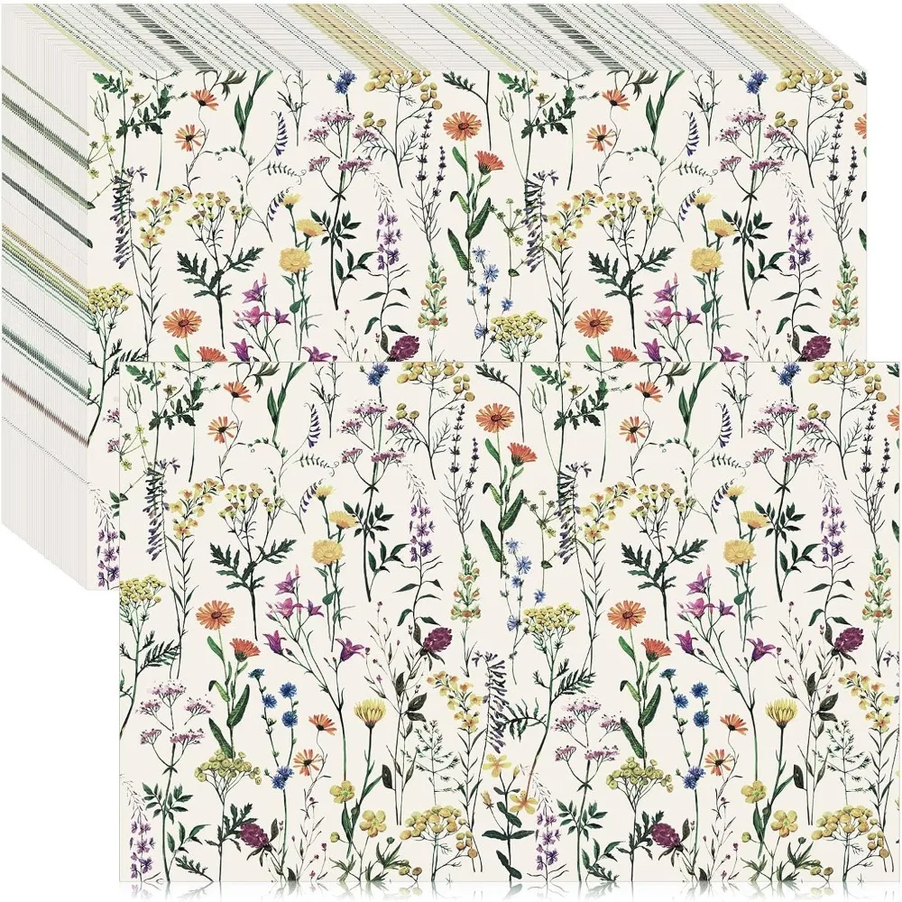 50 pcs spring flowers placemats 11 x 17 wildflower paper placemats summer seasonal disposable paper place mats for rustic farmho
