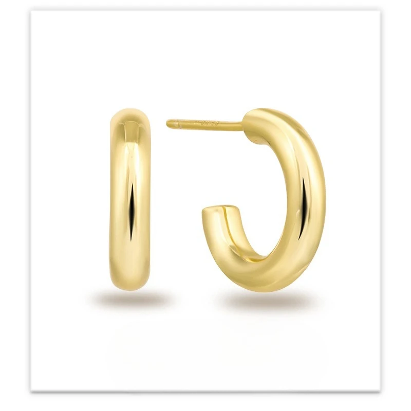 New S925 Silver Women's Ins Simple and Cold Style C-shaped Earrings Fashionable and Personalized Ear Accessories Wedding Jewelry