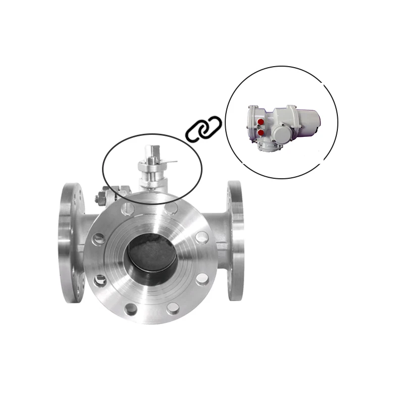 Electric Three Way Stainless Steel Flange Ball Valve