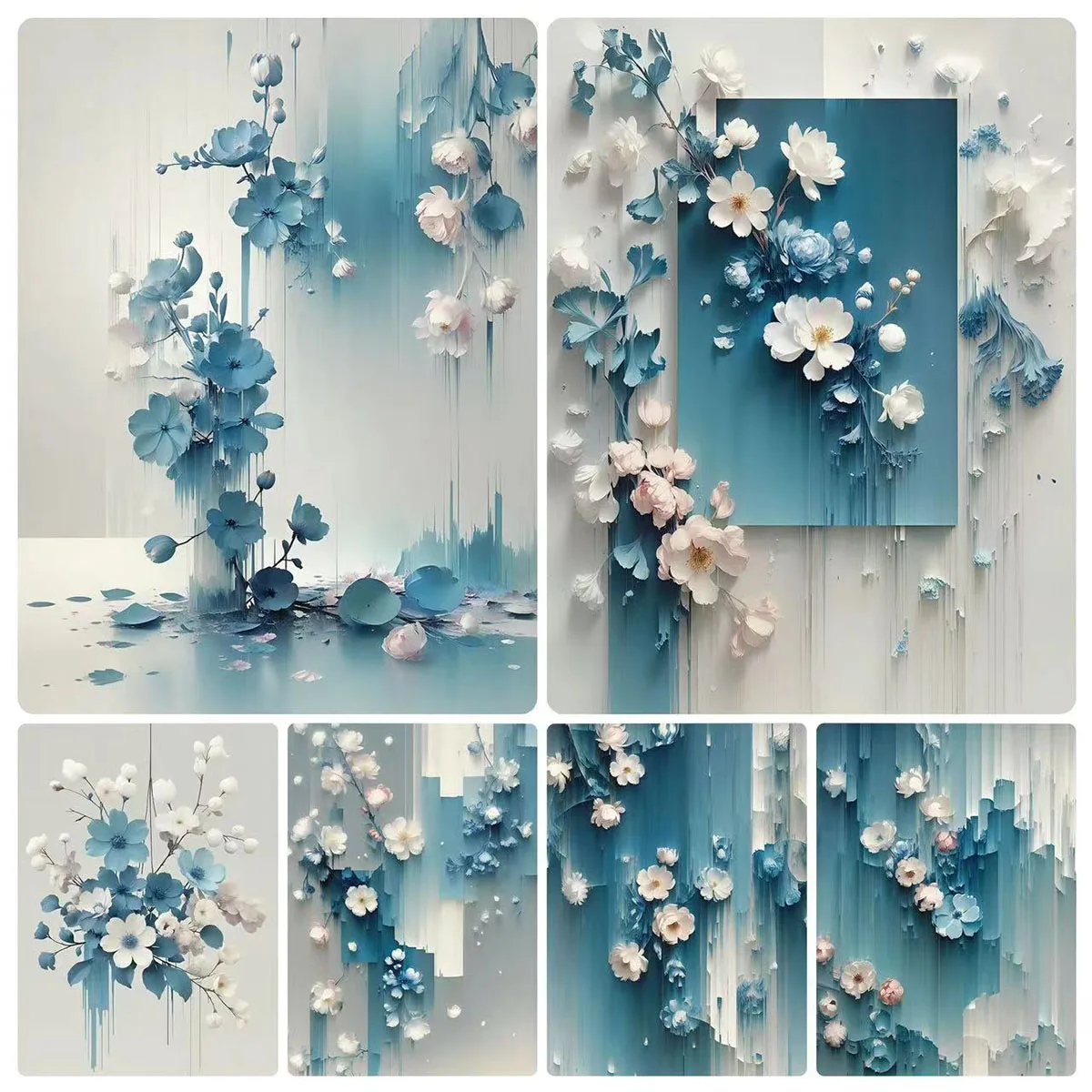 5D DIY Diamond Painting White Flowers Full Square Round Drill Cross Stitch Kits Diamond Mosaic Watercolor Style Art Home Decor