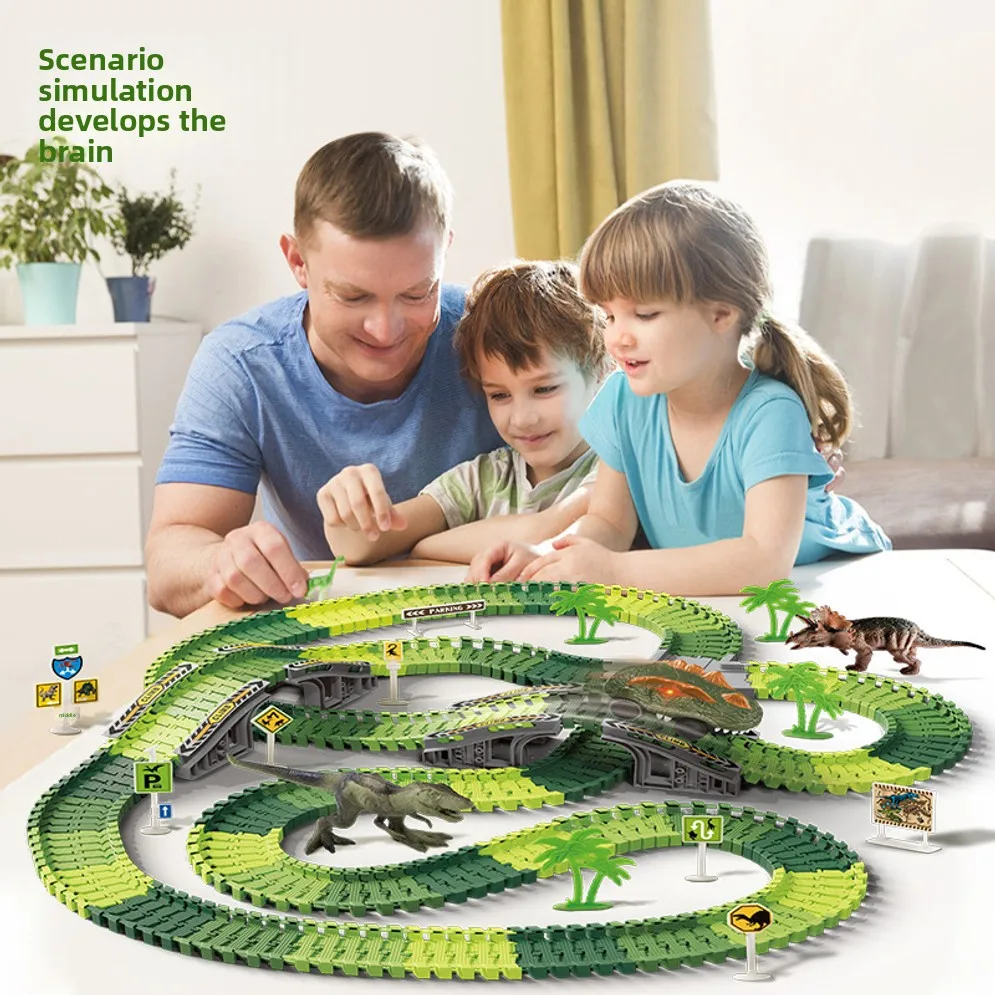 New Dinosaur Rail Car, Children's Storage, Racing Track, Small Train Track, Boys' Electric Toys, Parking Lot, Holiday Gifts