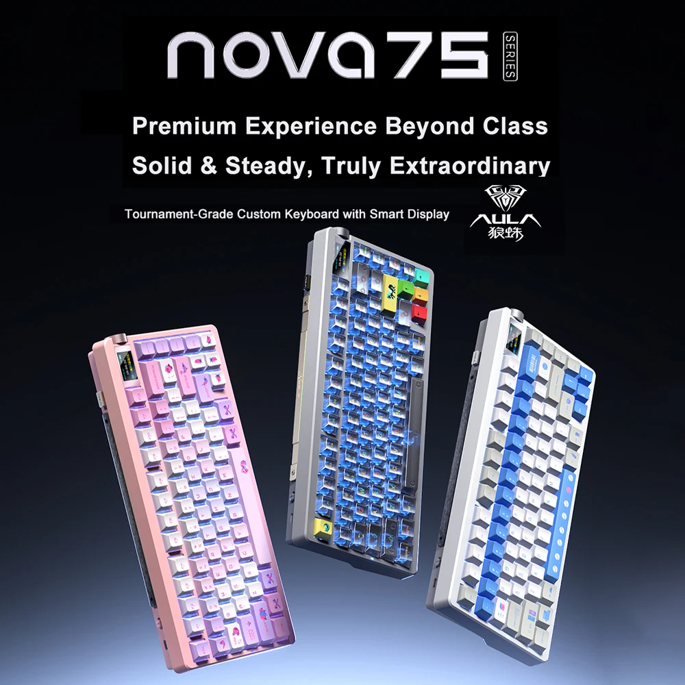 

AULA NOVA75 3-Mode Mechanical Keyboard Gaming Keyboard 10000mAh E-sport Custom Mechanical Wired Keyboard Accessories