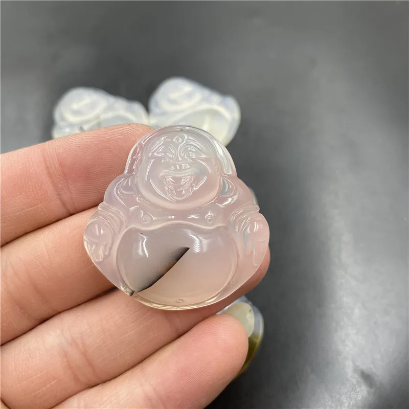 Cheap Jade Ocean Water Plants Agate Maitreya Buddha Pendant Medium and Large Women's Chalcedony Big Belly Buddha Smiling Buddha