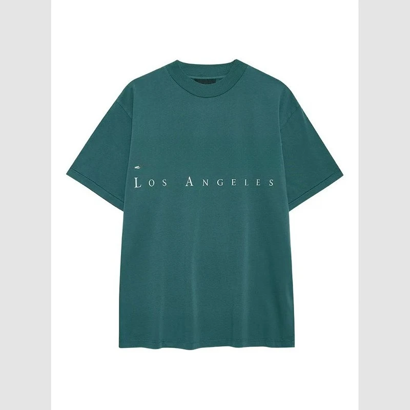 

Women's Classic Crew Neck T-Shirt Green Cotton Short Sleeve Letter Print Early Spring Fashion Top for Ladies