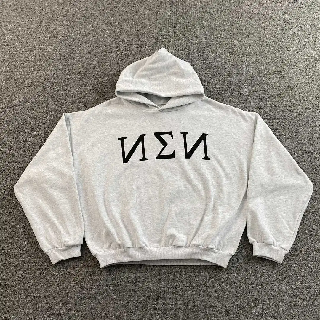 Best Version Kanye West YZY x Gsa Black Dog Series Heather Grey Hooded Sweatshirt Hoodies Oversized Men Cotton Hoodie Pullover