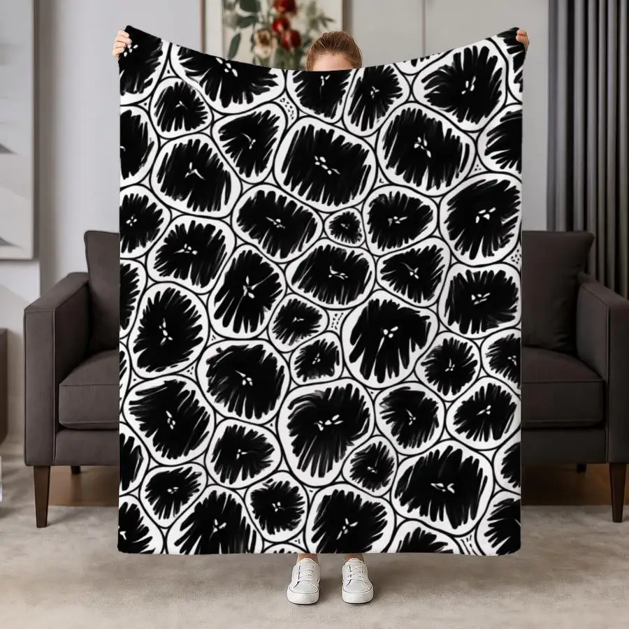 Monochrome Abstract Flannel Throw Blanket - Soft & Warm with Dynamic Black And White Patterns, Ideal for Couch, Bed, Office & Travel, Perfect Gift for Family Weighted Blanket 280GS