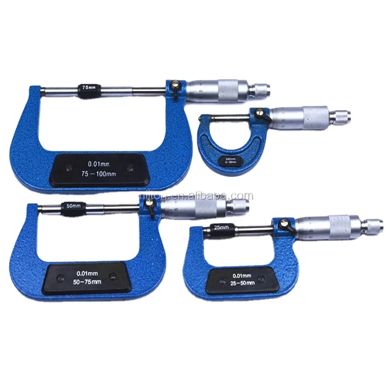 

Outside Micrometers Caliber thickness gauge 0-25mm, 25-50mm, 50-75mm, 75-100mm micrometer 4pcs/set