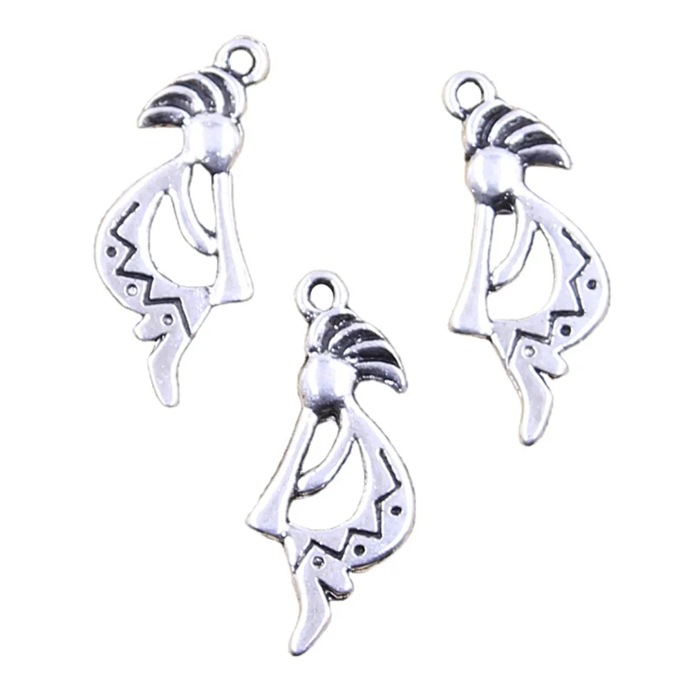 15pcs Charms Native Kokopelli 31x13mm Antique Silver Color Pendants Making DIY Handmade Tibetan Finding Jewelry