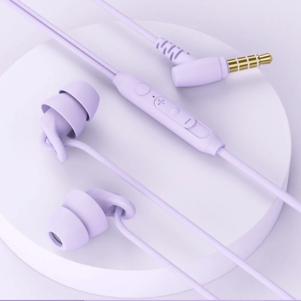 Soft Silicone Wired Headphones Noise Canceling in-Line Control Earphones Wired Handsfree Type C Jack in-Ear Earbuds Wired Use