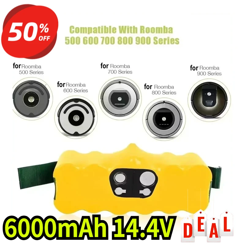 

6000mAh 14.4V Battery for iRobot Roomba 500 600 700 800 900 595 620 650 780 890 Battery Rechargeable Battery Accessories