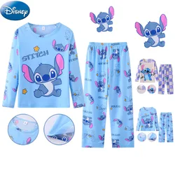 KawaII Disney Stitch Girls Pajmas Cotton Children Pyjamas Boys Sets Kids Home Wear Travel Casual Sleepwear Suit Brithday gifts