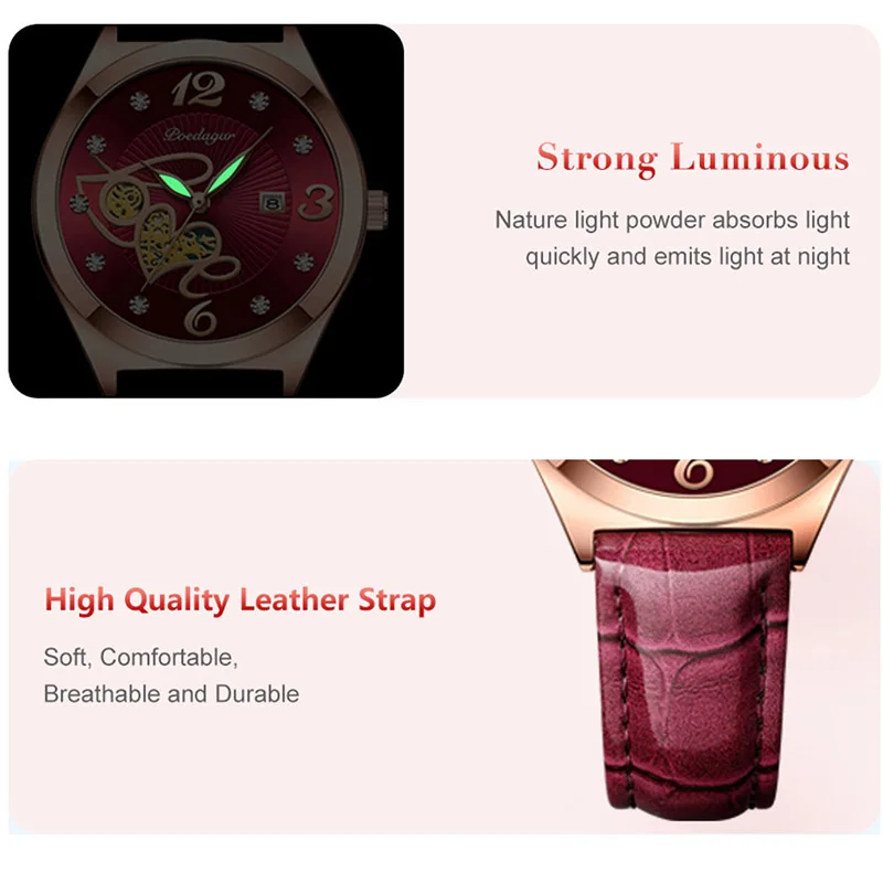 POEDAGAR Elegant Ladies Watch Small Dial Luxury Rose Gold Leather Strap Female Watches Top Brand Waterproof Quartz Clock Women