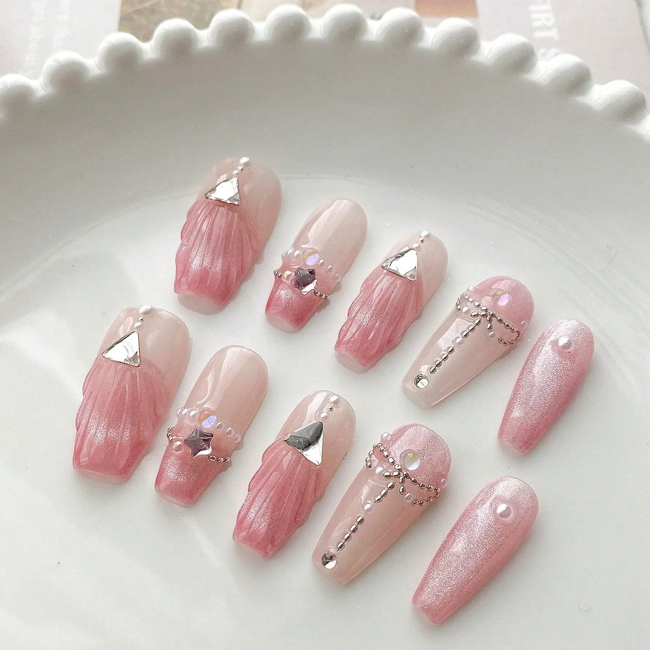 10pcs Medium Coffin Pink Ombre - Nail Art Ombre Pink recension och pris