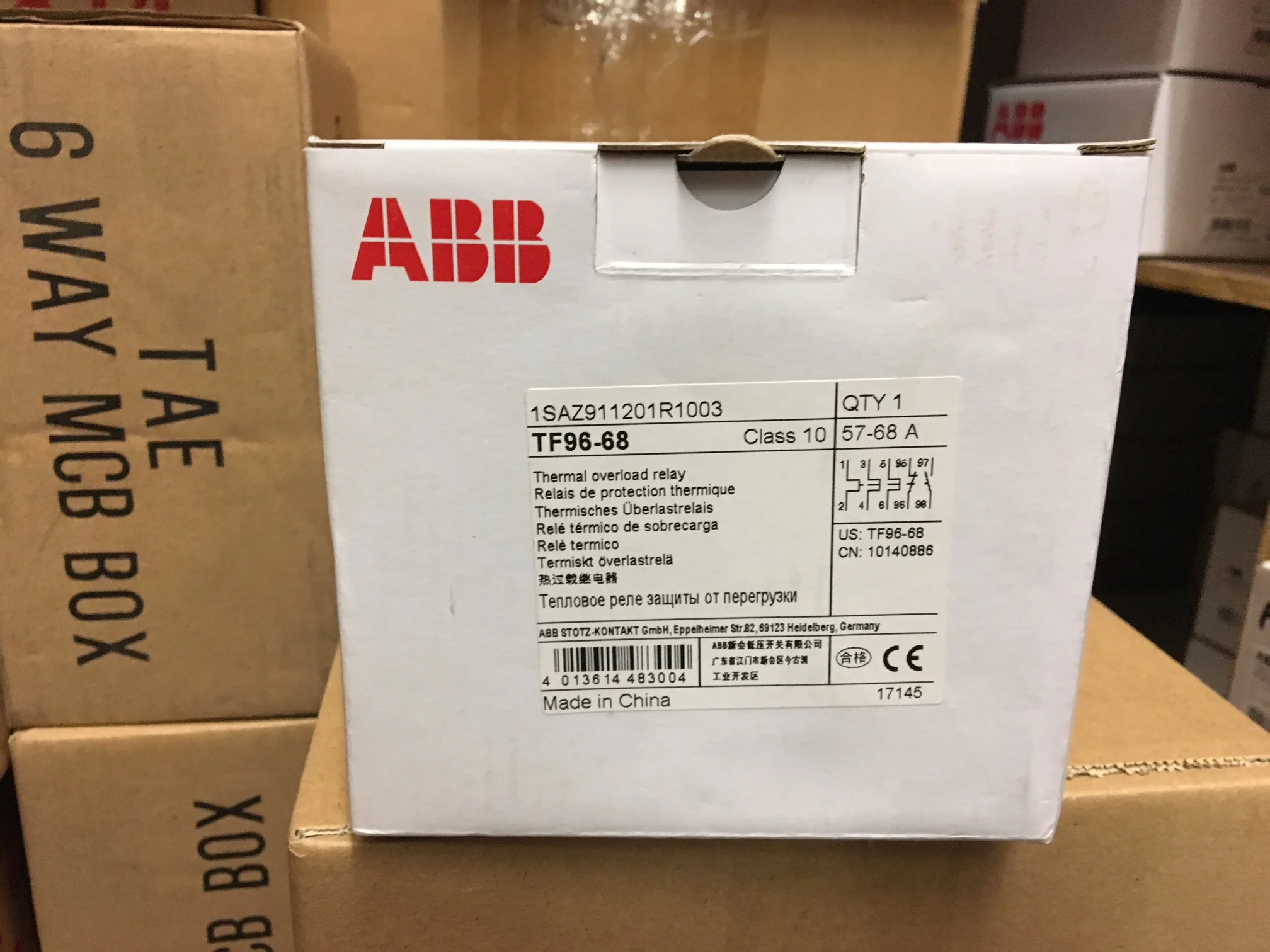 New Original ABB TF Series Thermal Overload Relay, TF96-68; 10140886