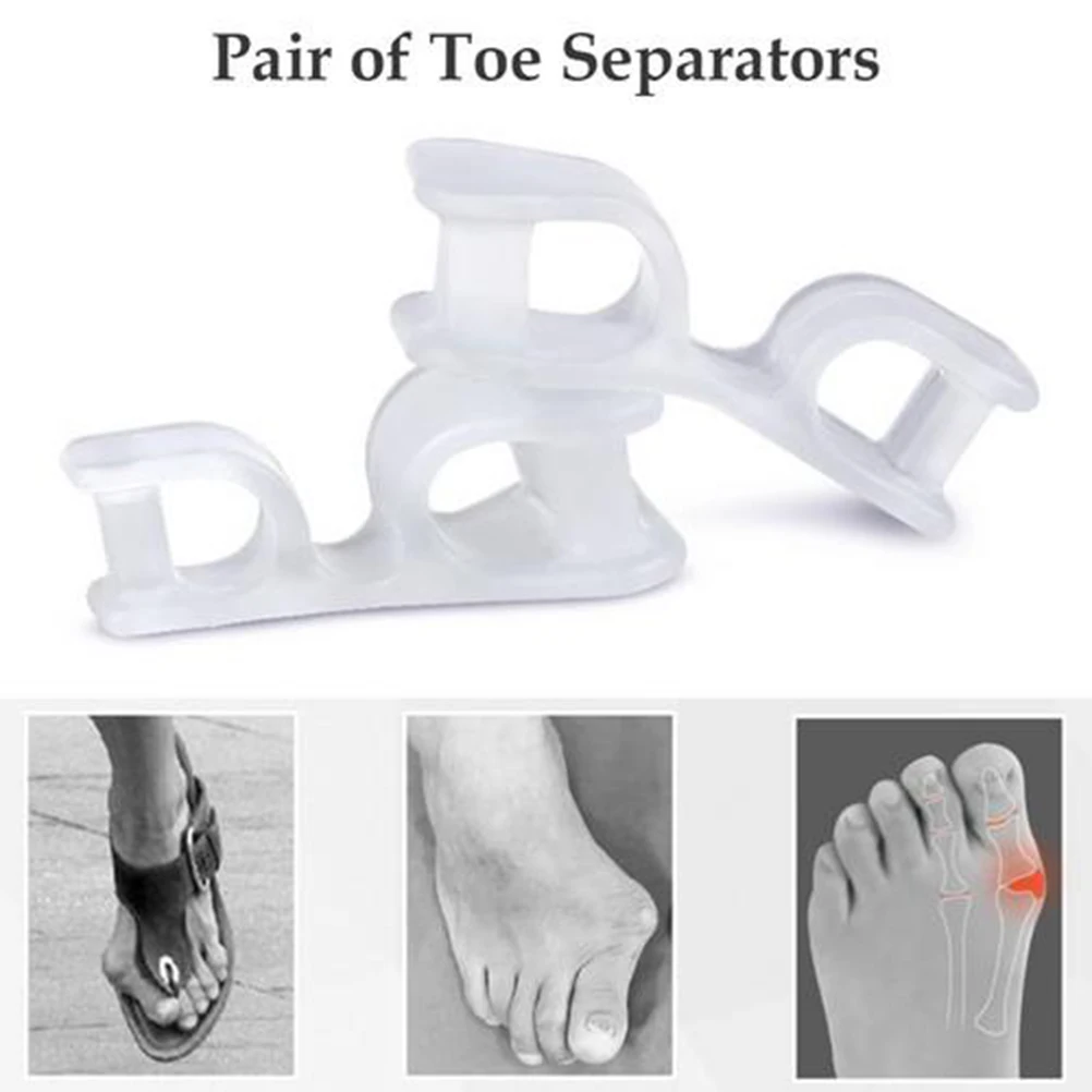 2Pcs Big Toe Two Hole Thumb Valgus Toe Separator Silicone Gel Foot Fingers Protector Corrector Pedicure Foot Care Tools
