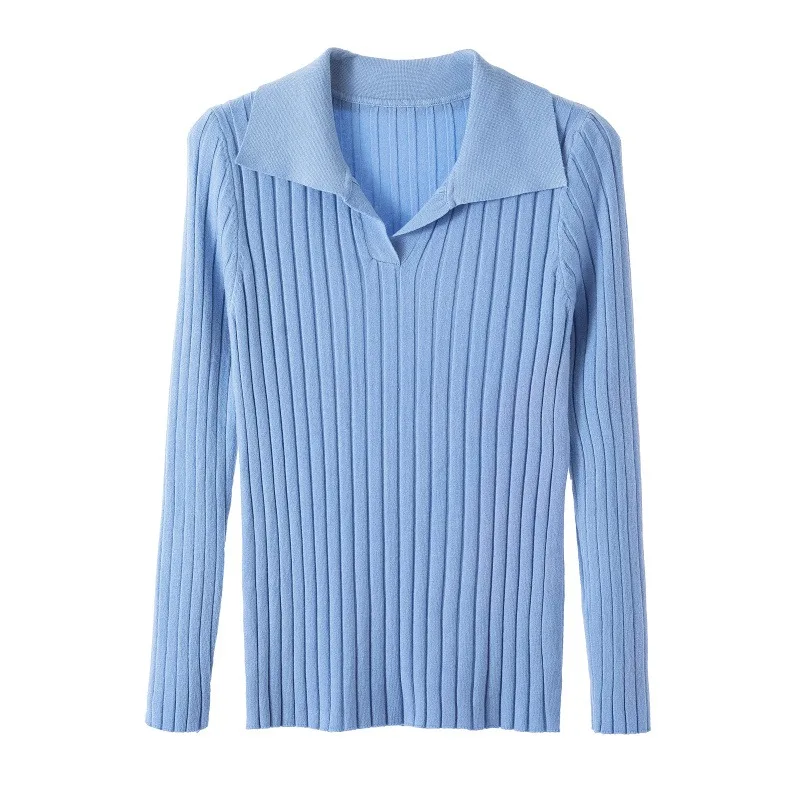 Maglione a maniche lunghe con colletto a Polo Casual invernale maglione lavorato a maglia coreano moda donna top autunno maglione a maniche lunghe femminile 28742