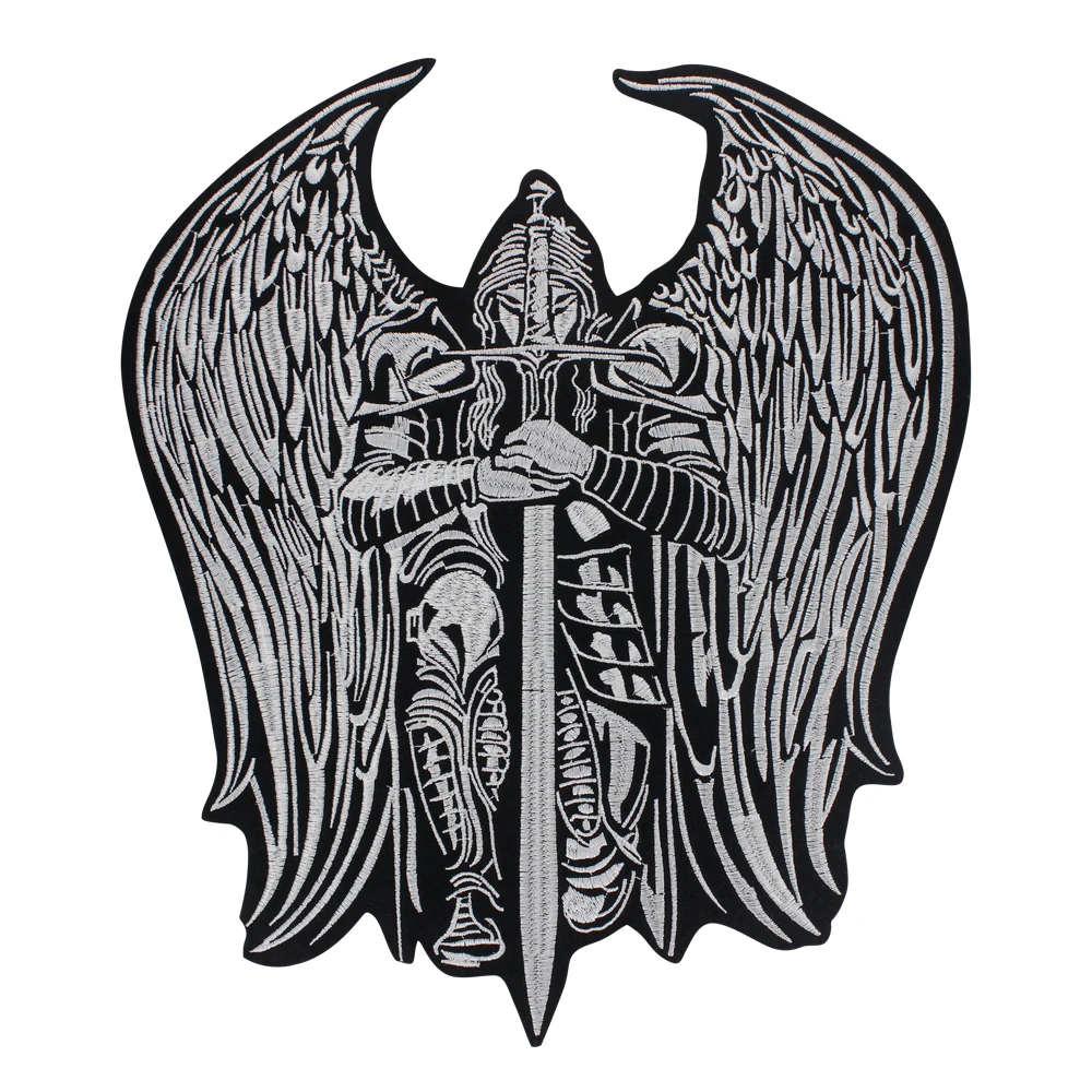 Warriors Wings Dragon Skull Sword Patches Motorcycle Iron on Embroidery Eye Backpack Punk Badge Stickers for Clothes Jean