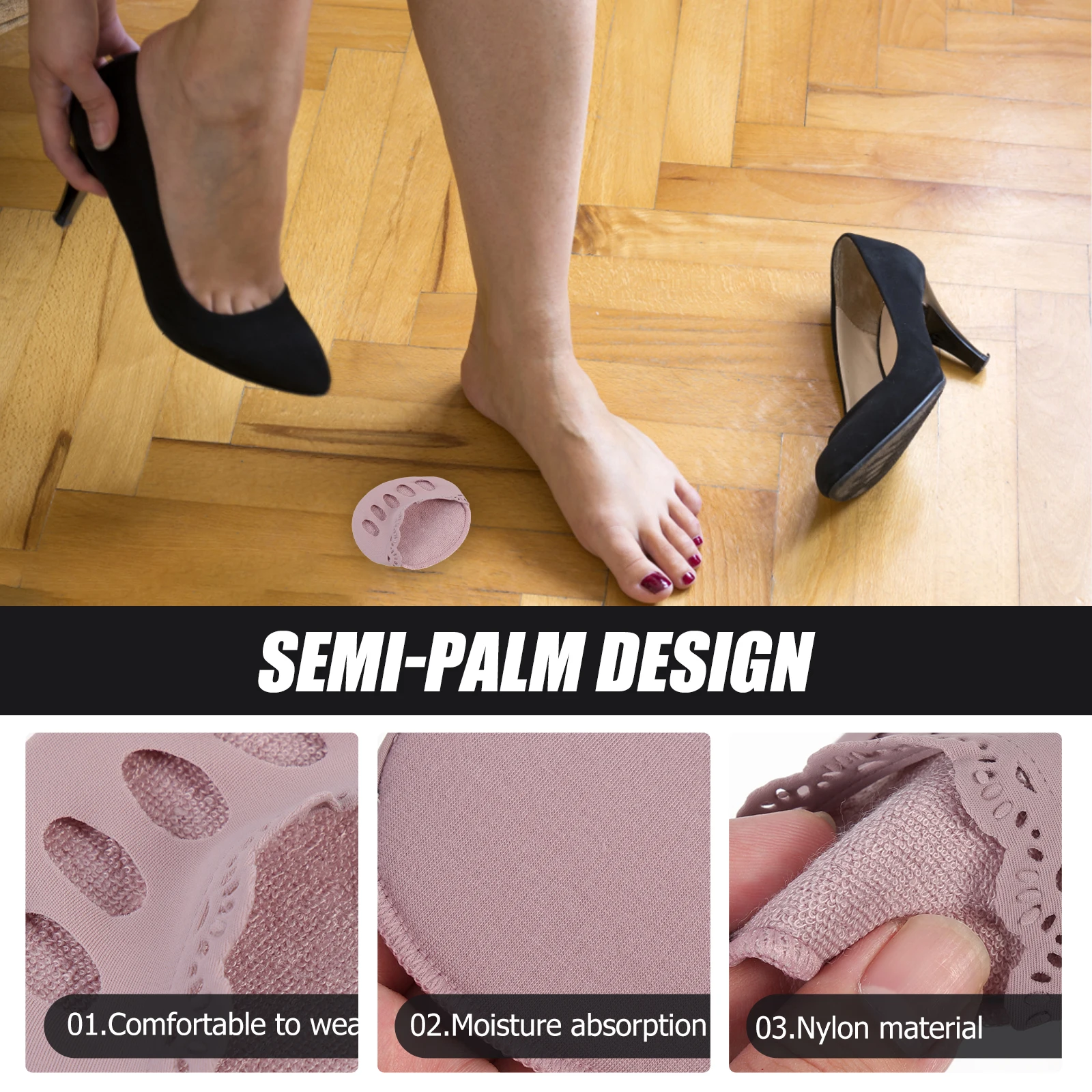 

5Pairs Premium Material Half Socks Supportive Foot Accessories Convenient Metatarsal Pads Toe Socks Professional Forefoot Pads