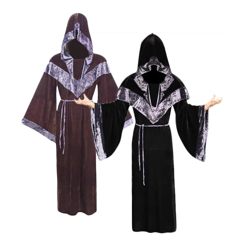 Adult loween Costume Bla Witch's Robe  Outfit Death God  Witch Long Sve Polyester Fiber Dr