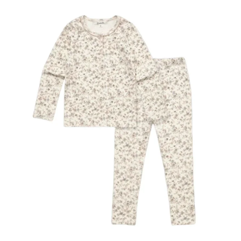 2026 Korean Trendy Infant Girls Clothes Set 0-4Y Cute Floral Boneless Comfort Home Wear Suit for Toddler Girl Loungewear