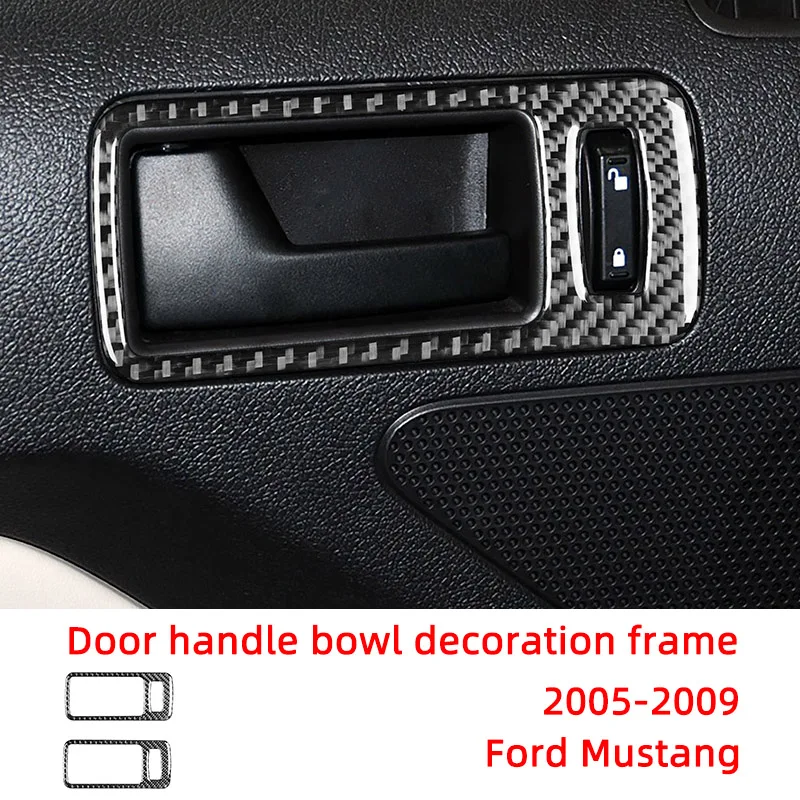 Door Handle Bowl Decoration Frame Trim Strips Panel Carbon Fiber Stickers For Ford Mustang 2005-2009 Car Interior Accessoreis