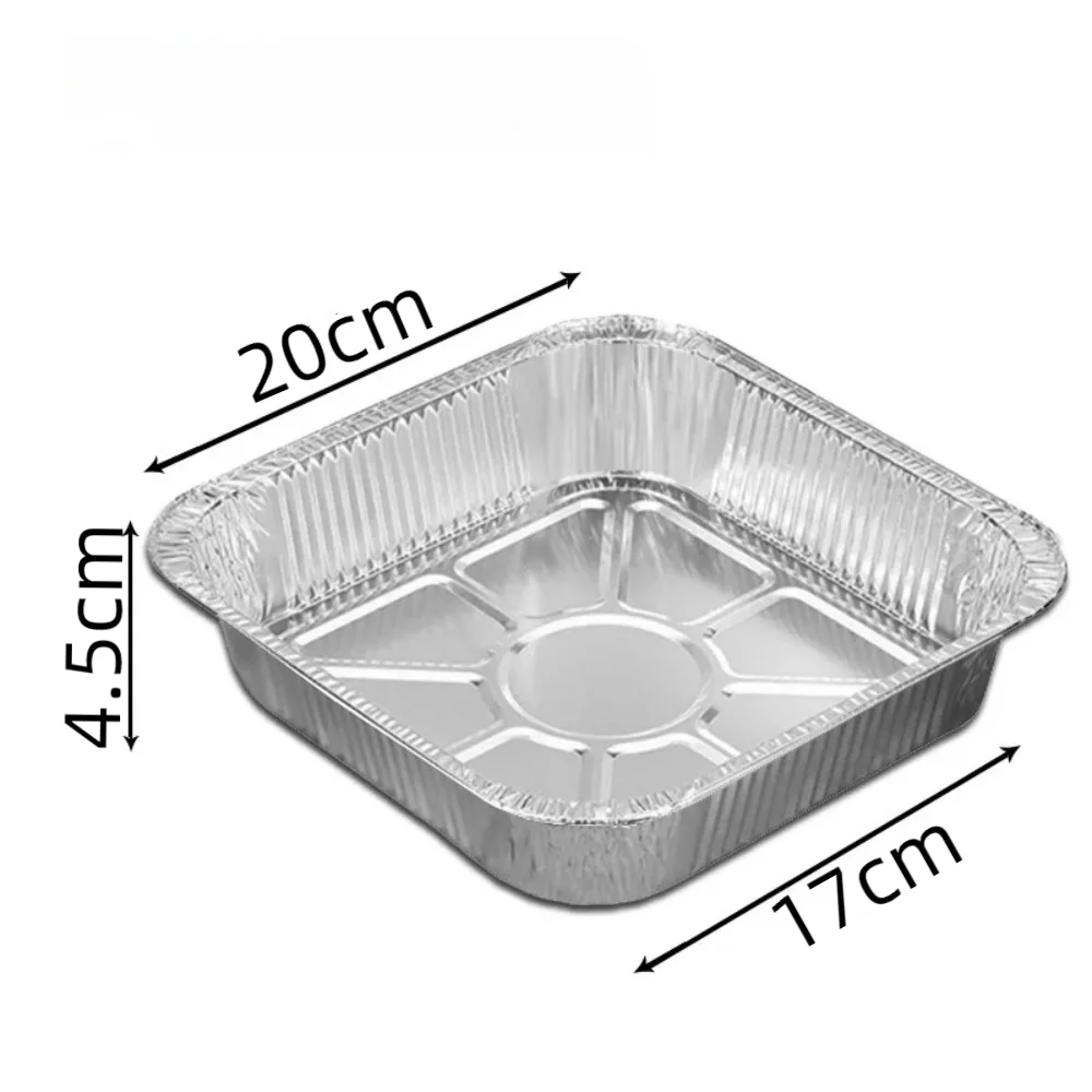 20CM Air Fryer Aluminum Foil Pan Kitchen Supplies Food Containers Square Oven BBQ Tray Oil-proof Non-stick Kitchen Baking Tool