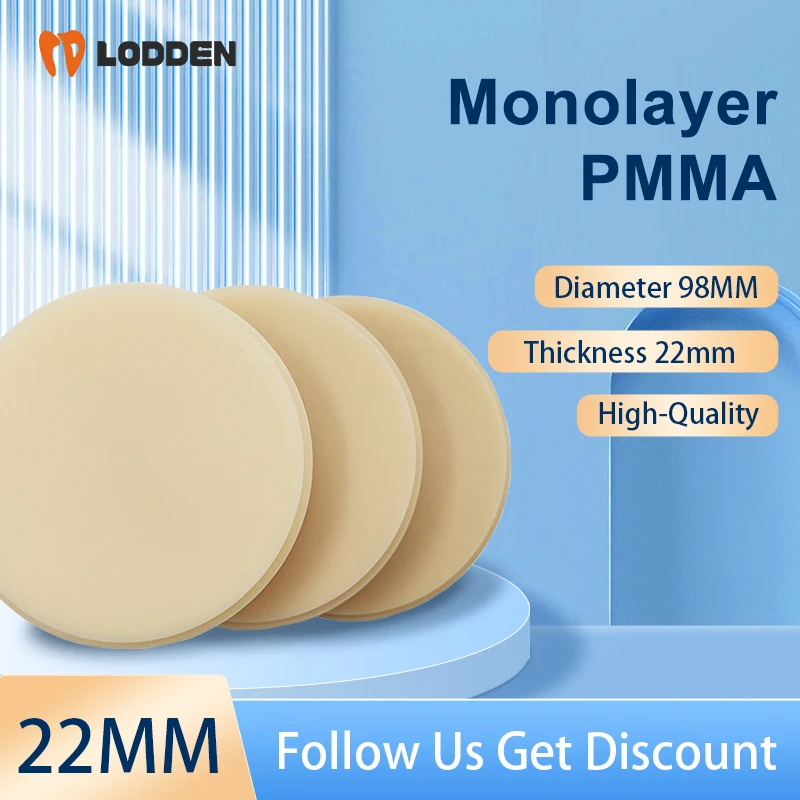 

22MM Dental PMMA Monolayer For Dental Lab Materials Preshade Monochrome Resin Disc CAM/CAD VITA 16 Color 98mm Dentist Materials