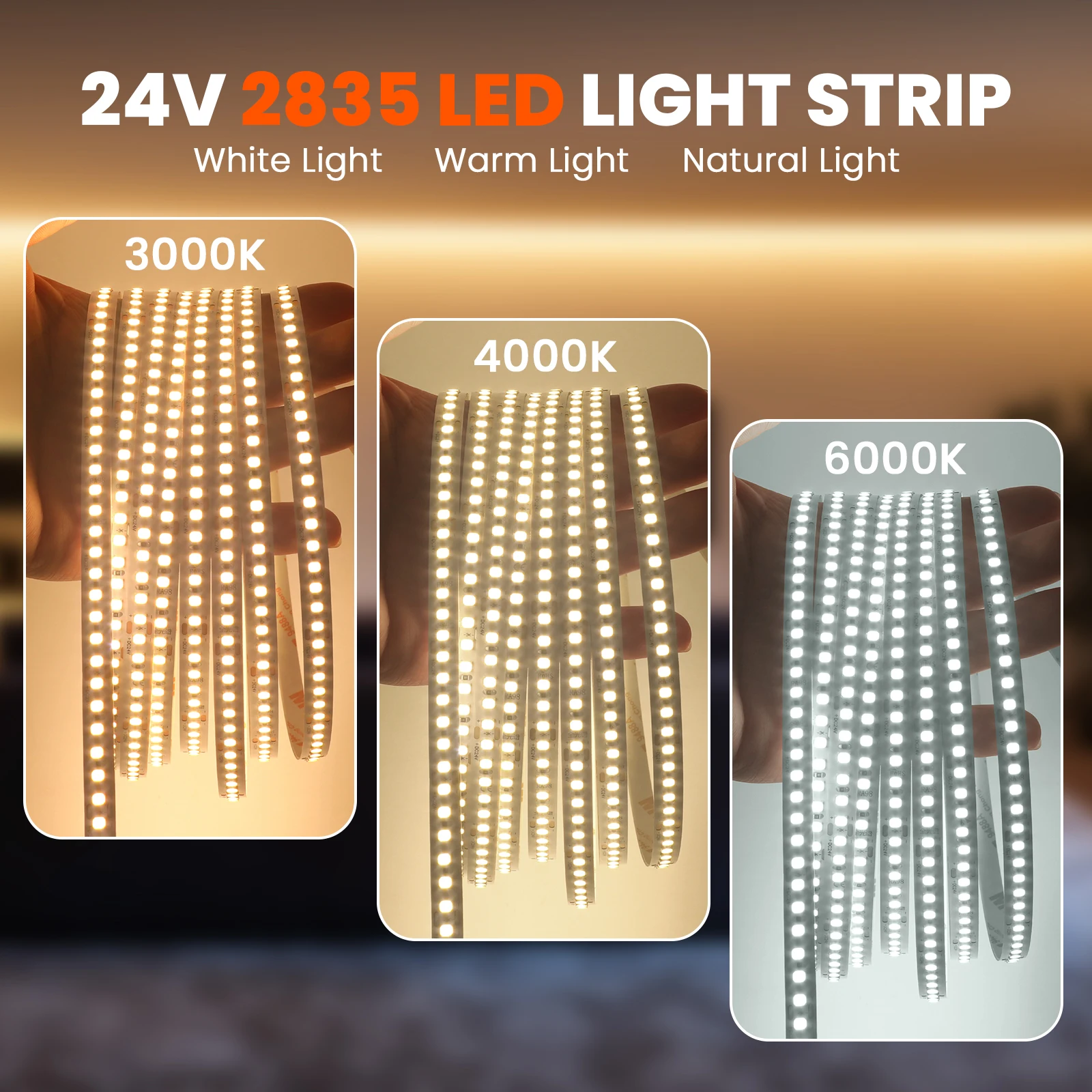 Full Spectrum High CRI RA98 LED Strip Light DC 24V SMD2835 180Leds/M 3000K 4000K 6000K 5M/10M IP20 Flexible Ribbon Tape