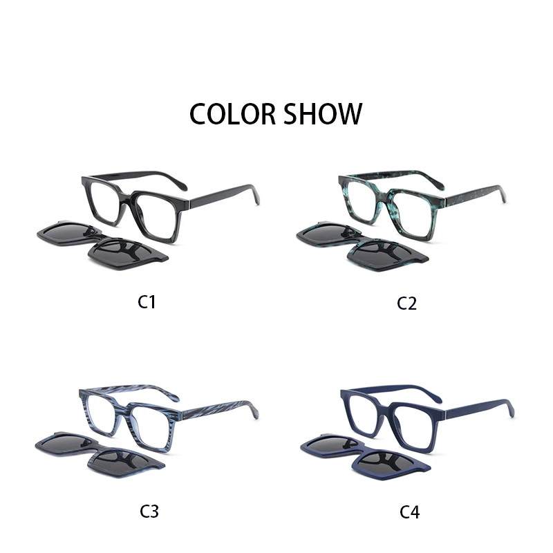 KANDREA Vintage Square Custom Polarized Sunglasses Men Women Optical Magnetic Eyeglasses Frame Polaroid Clip on Eyewear T1936
