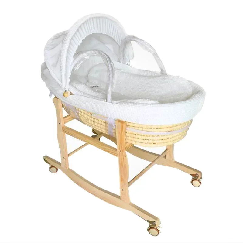 

Woven Baby Cradle Bed Baby Carrying Basket Car Carrying Baby Basket Portable Newborn Handheld Sleeping Straw Woven Basket