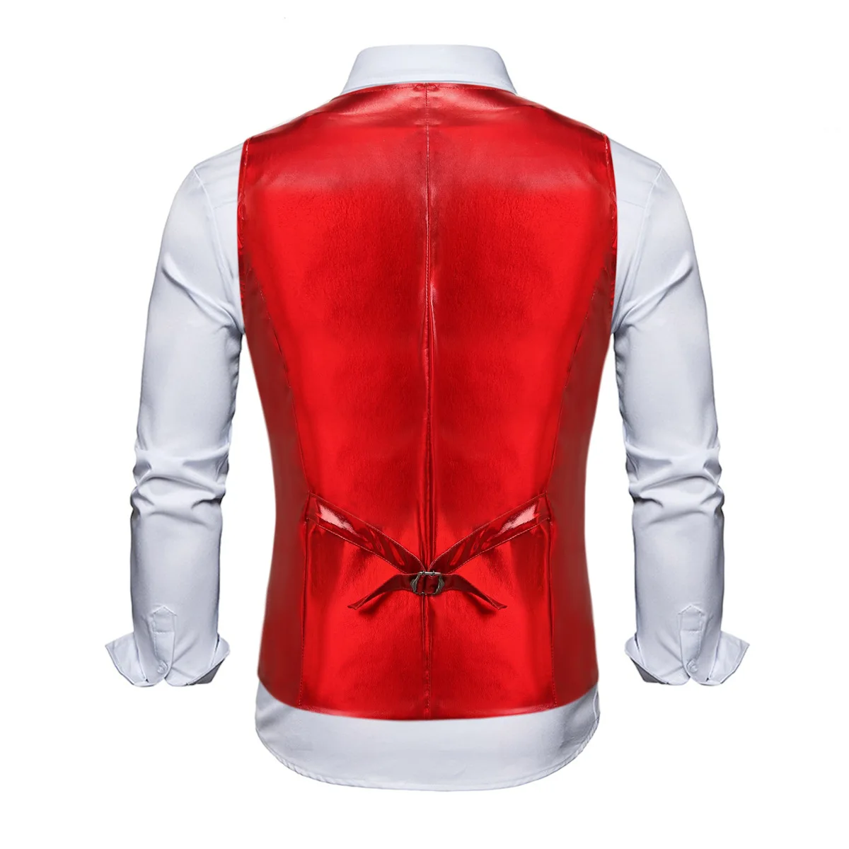 Shiny Red Metallic Suit Vest Men 2023 Brand Christmas Wedding Prom Tuxedo Vest Waistcoat Men 70s Disco Party Gilet Costume Homme