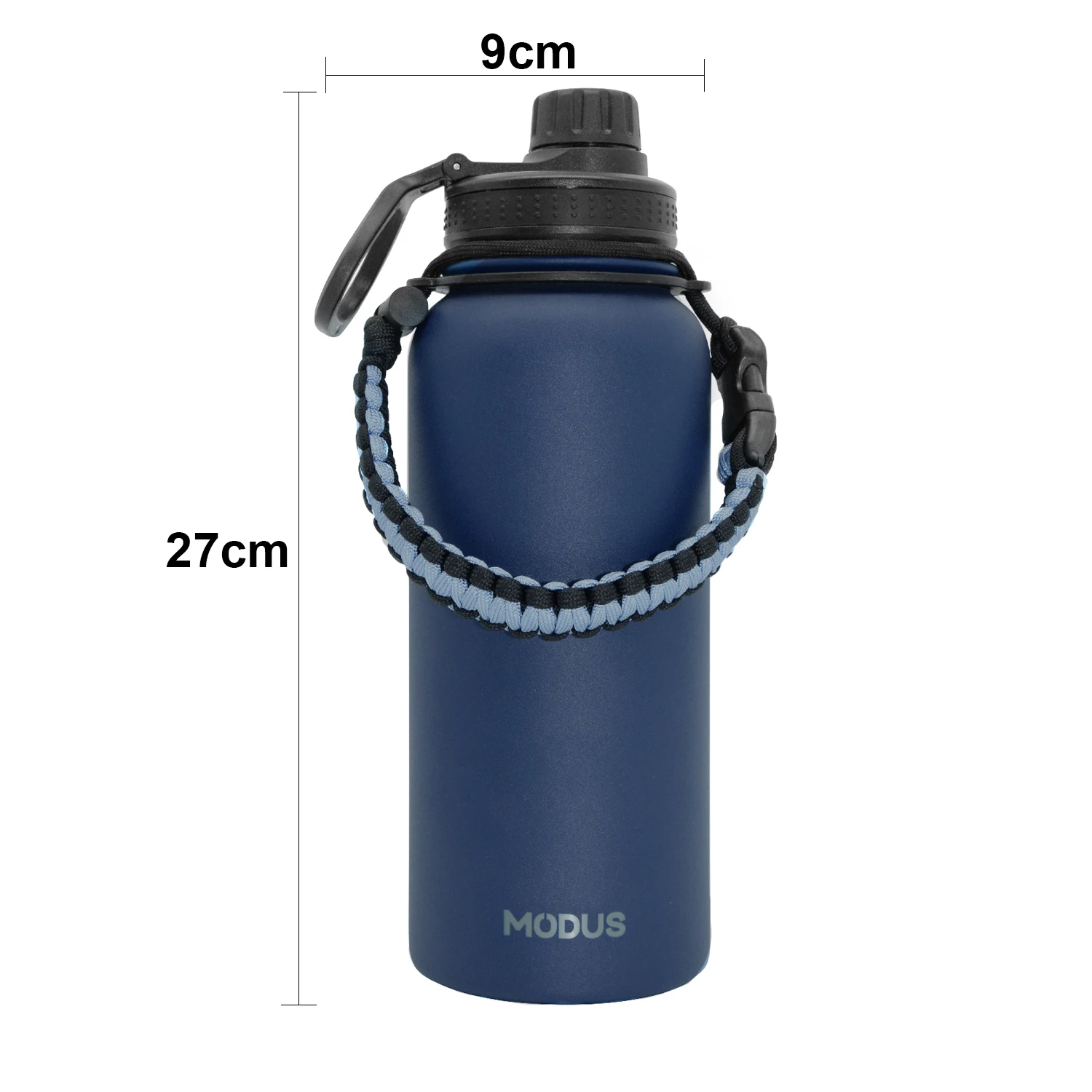 Stainless Steel Vacuum Insulated Water Bottle, Wide Mouth Sports Bottle, Leak Proof Lid with Cord