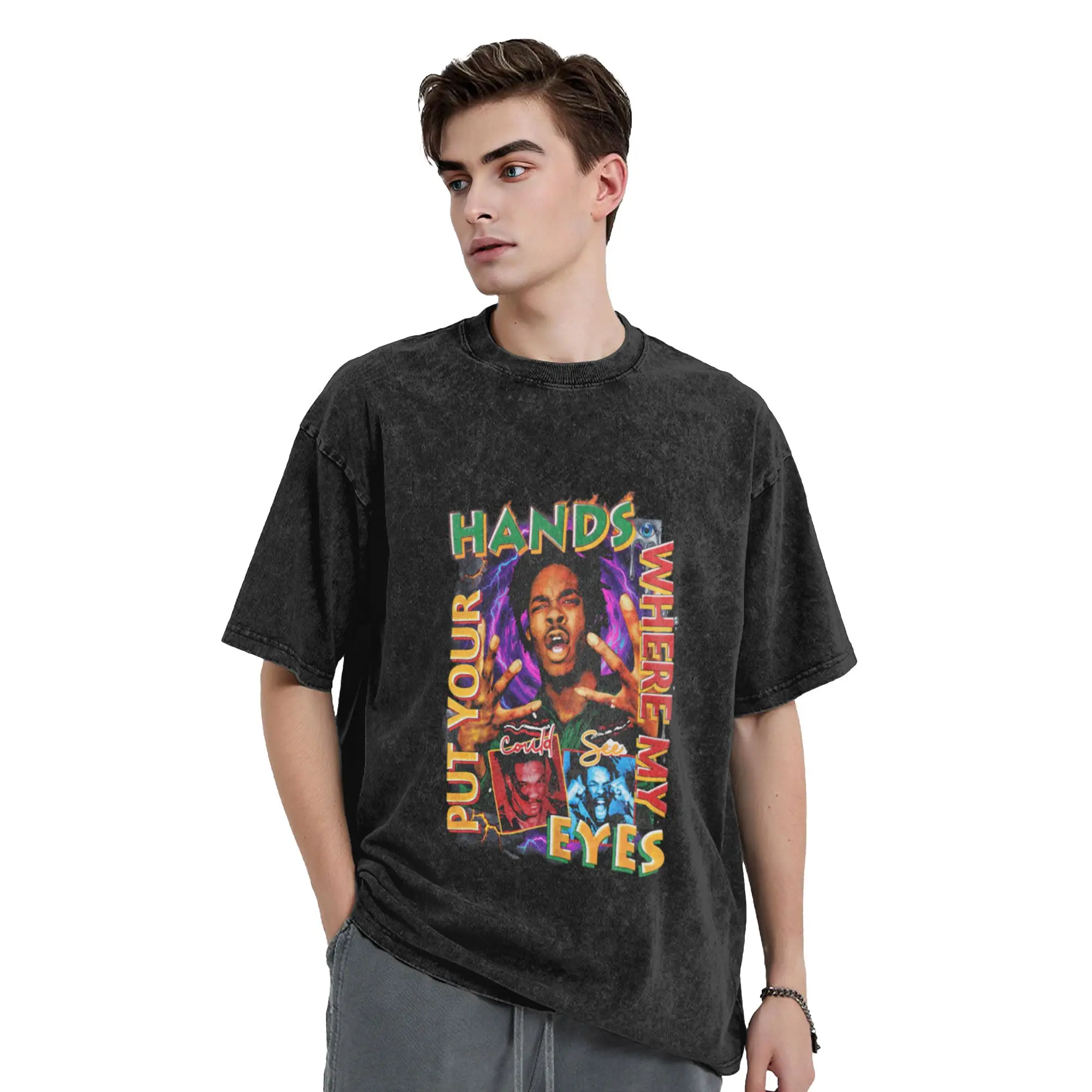 PUT YOUR HANDS WHERE MY EYES COULD SEE Unique Trendy A Vintage Oversized Cotton Unisex T-Shirts